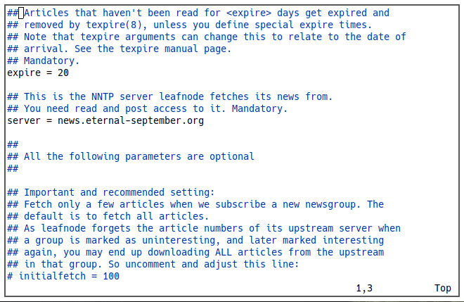 Скриншот конфигурационного файла