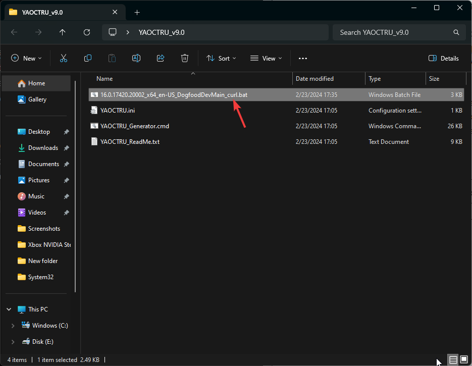 Файл .bat для скачивания сборки Office в списке папки