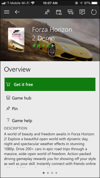 Кнопка Установить на Xbox One в мобильном приложении