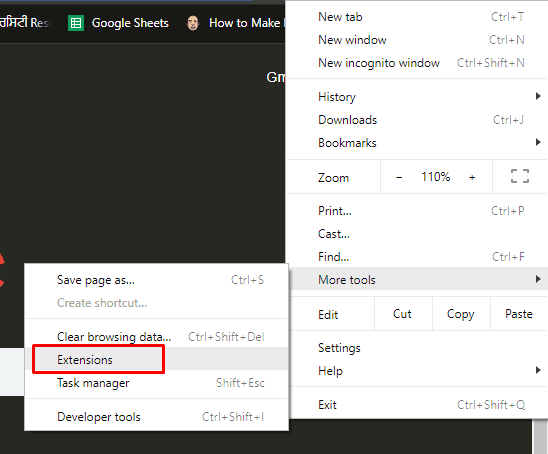 Erweiterungen-Verwaltung in Chrome
