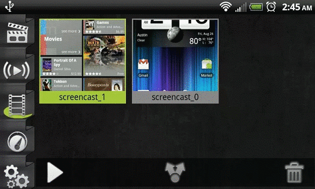 Интерфейс Screencast Video Recorder