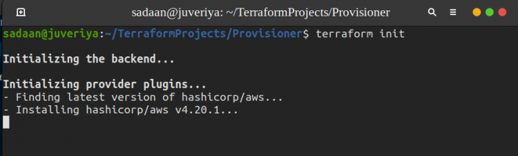 Инициализация проекта Terraform и вывод terraform init