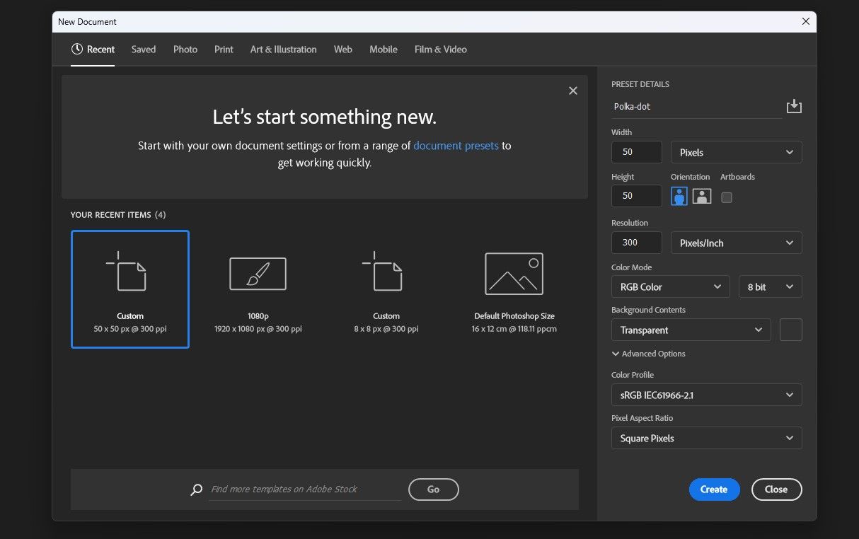 Создание нового документа для фигур