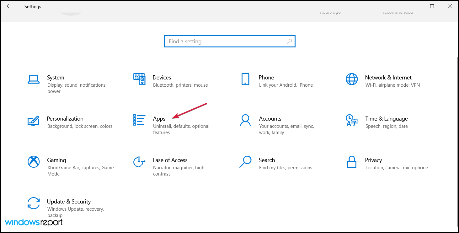 Раздел Приложения в Параметрах