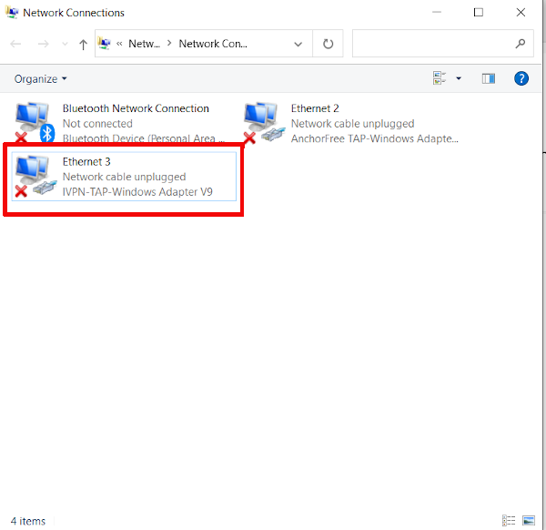 Нахождение TAP‑адаптера в Windows