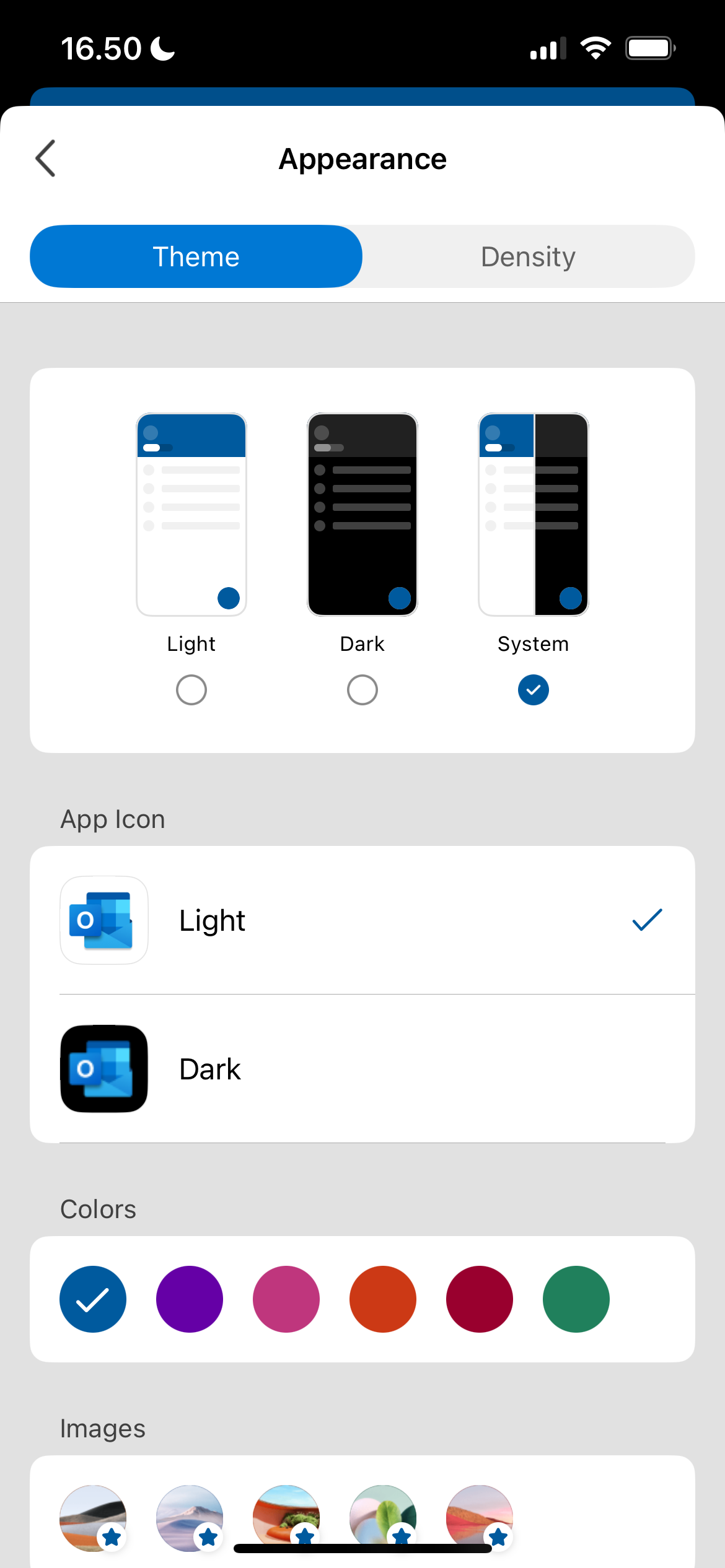 Different customization settings in Outlook