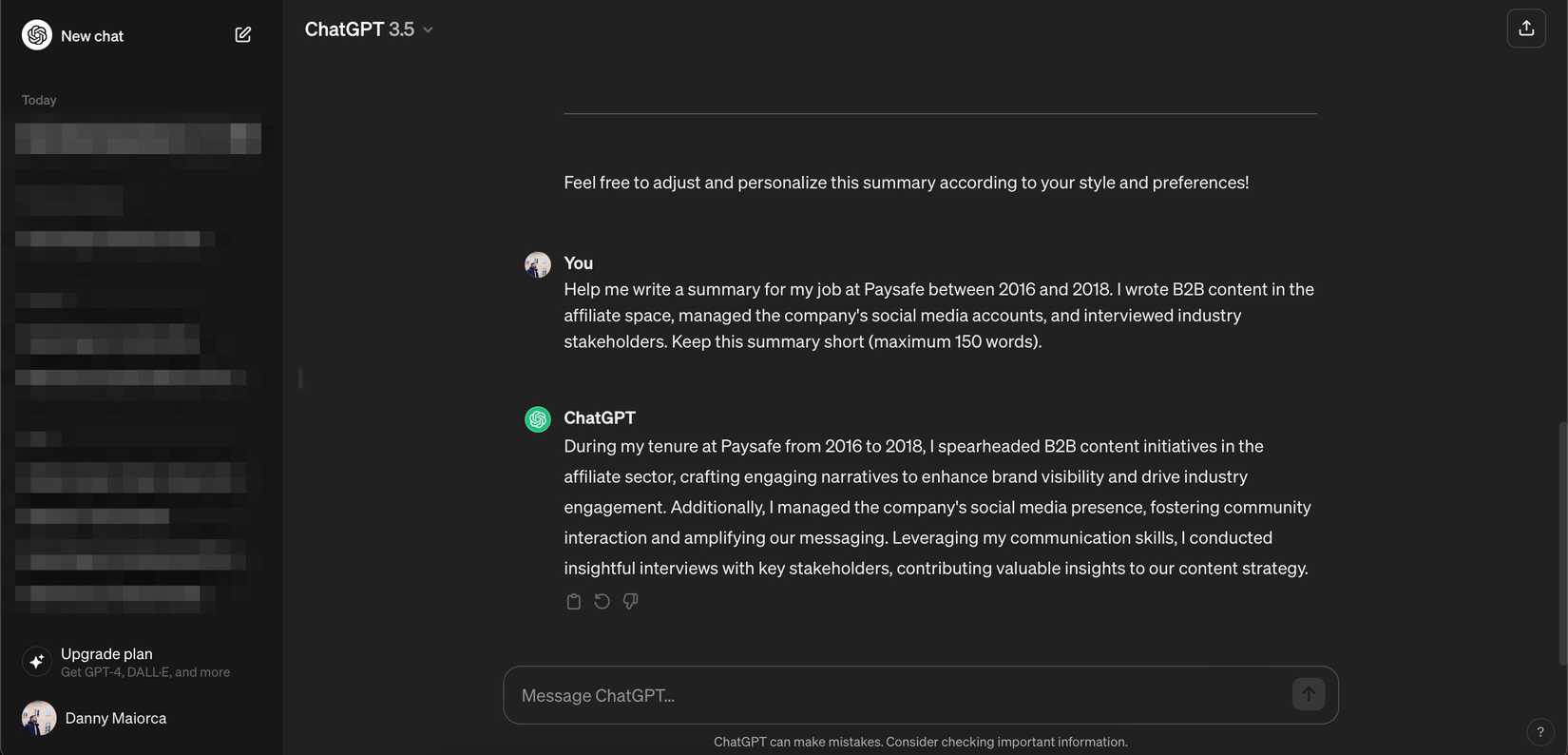 Сгенерированное описание работы в ChatGPT