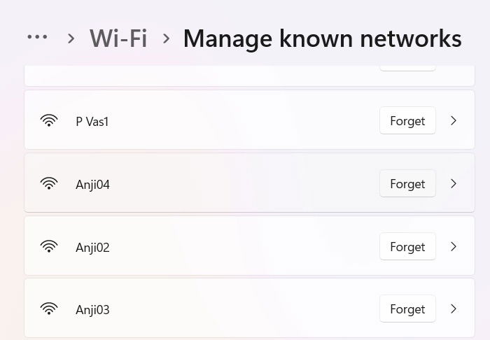 Удаление сохранённой Wi‑Fi сети, чтобы она не появлялась на устройстве.