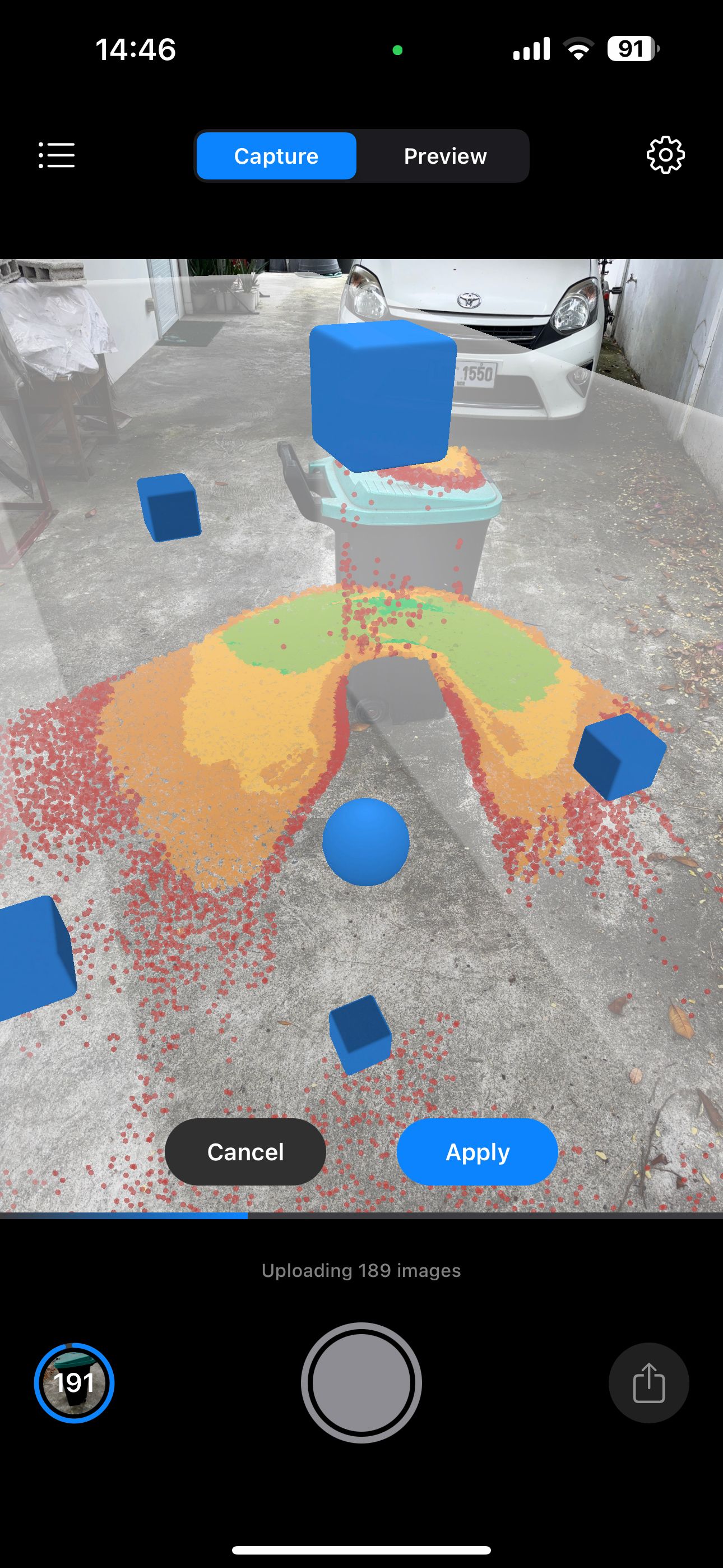 cropping in AR view RealityScan