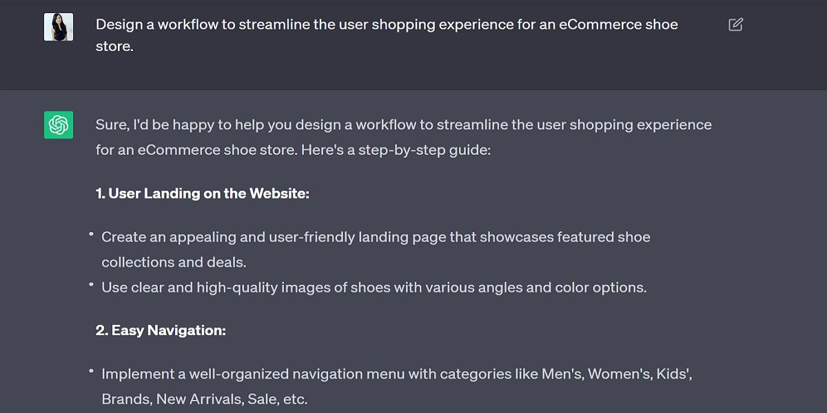 ChatGPt prompt for workflow Recommendation