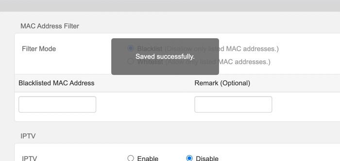 Подтверждение сохранённых изменений