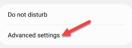 Экран Дополнительных параметров уведомлений