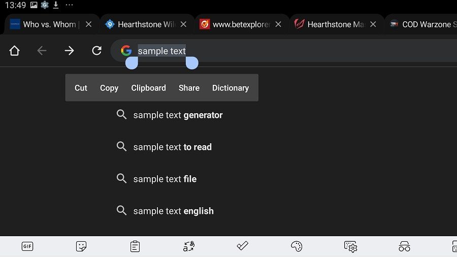Опция Копировать в Android