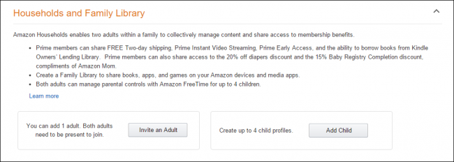Создание Amazon Household и детских профилей