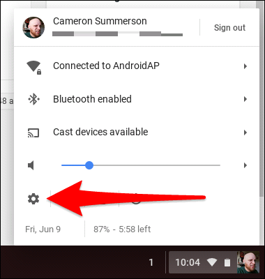Открыть настройки Chromebook