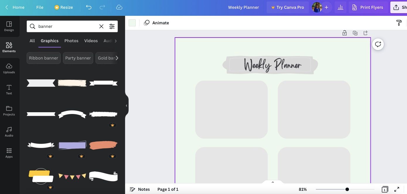 Создание заголовка с баннером