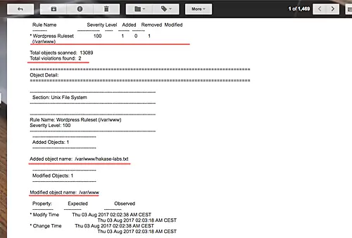 Report Tripwire via email