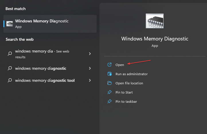 Запуск диагностики памяти