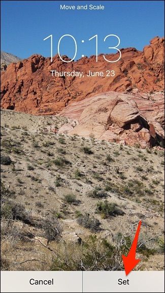 Карточка фотографии с кнопкой Set внизу экрана