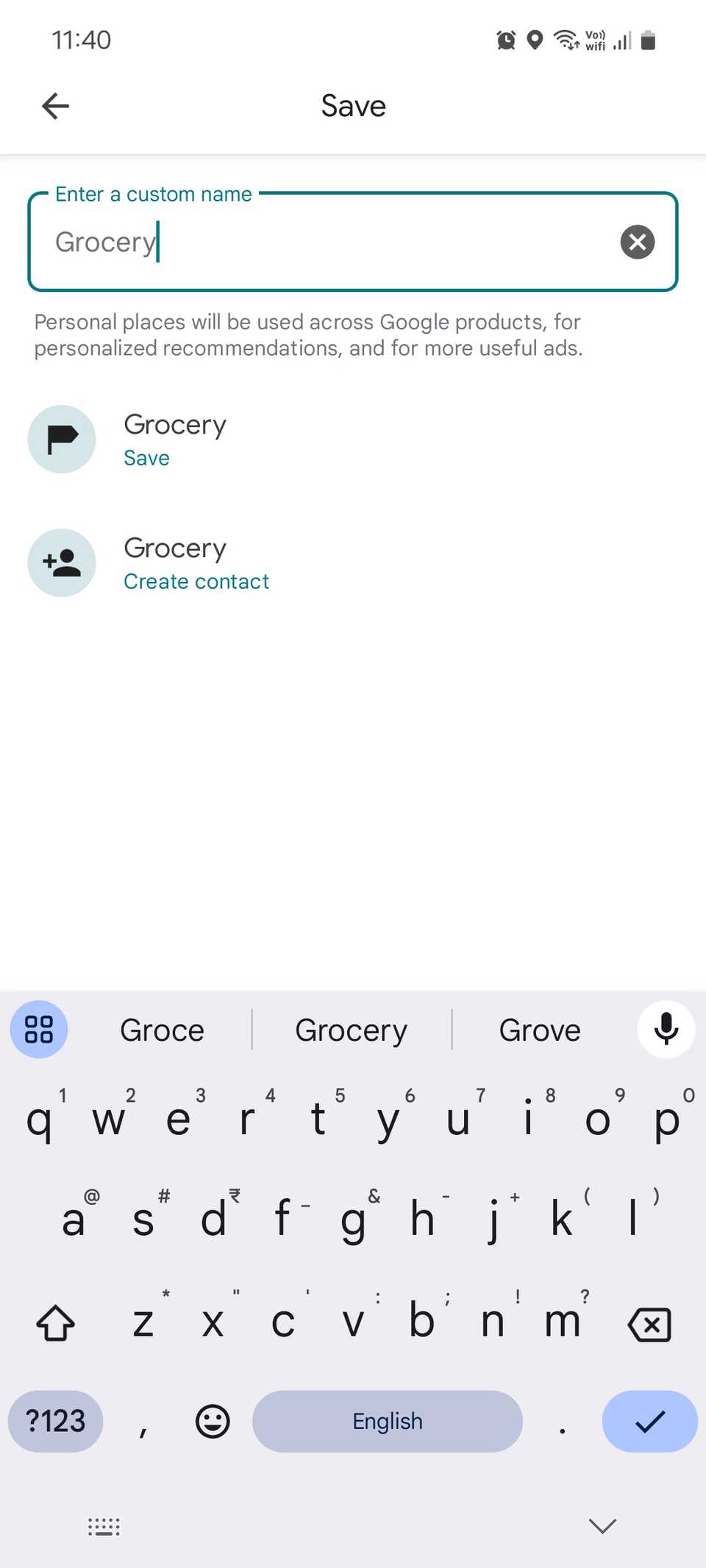 Пример пользовательской метки в Google Maps на экране телефона