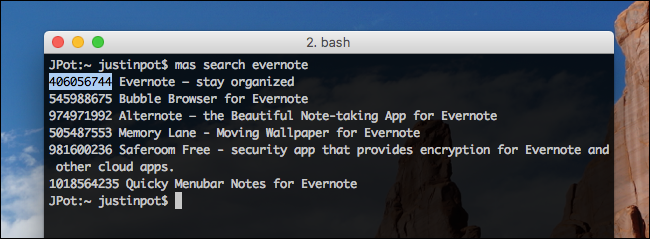Результат mas search с ID приложений и названиями