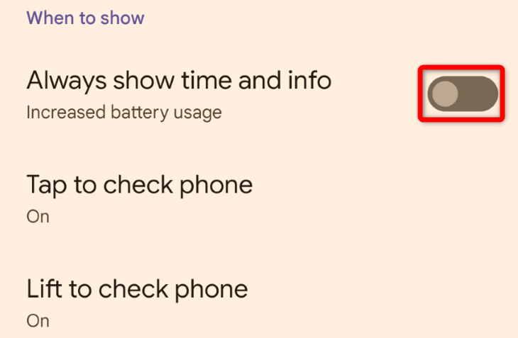 Включите «Always Show Time and Info».