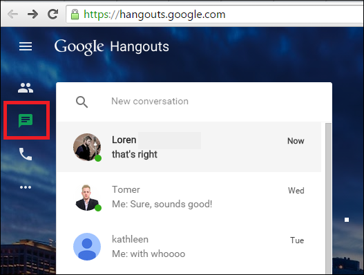 Иконка текстового чата в Hangouts