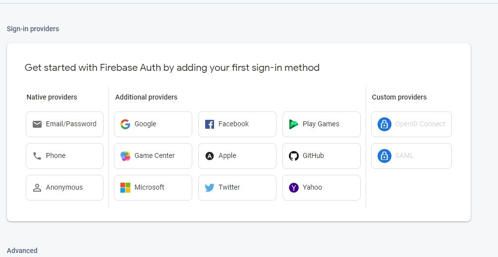 List of authentication providers supported by Firebase