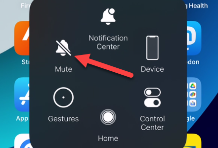 Иконка переключателя «Выключить звук» в меню AssistiveTouch