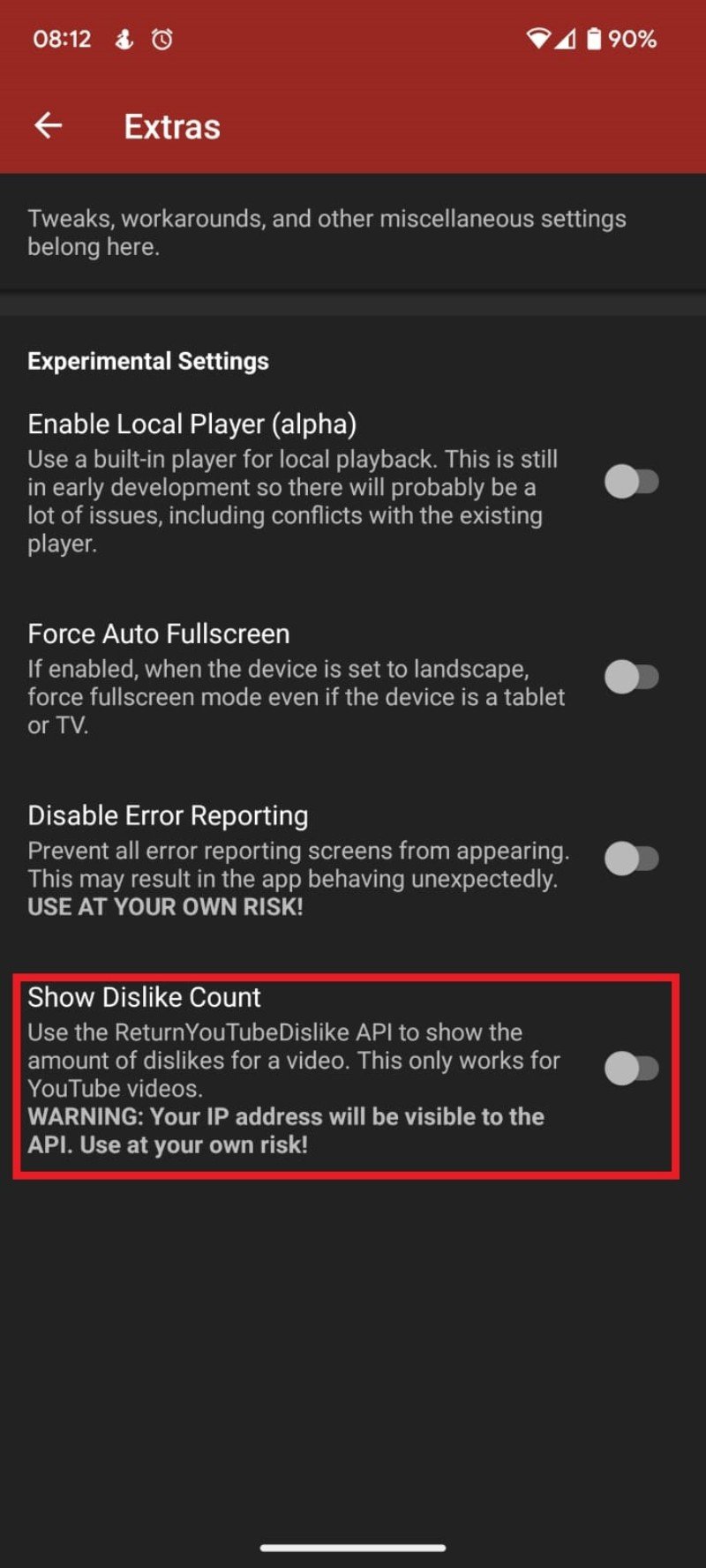 Dislike数が表示されたサンプル画面