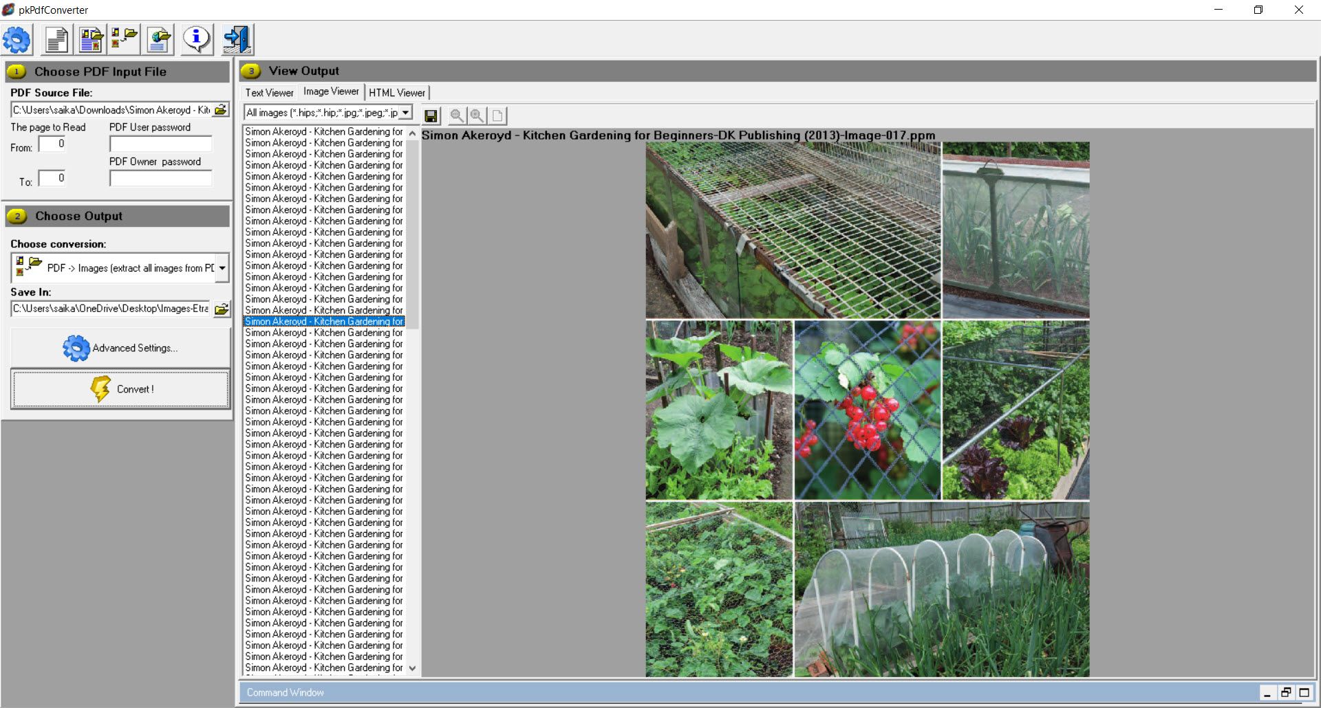 Пример окна конвертера PDF в изображения