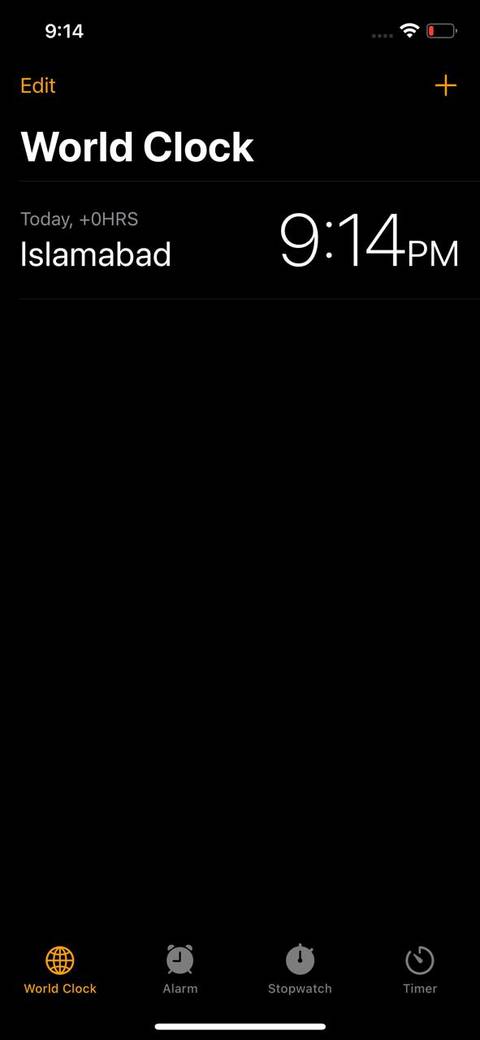 World Clock tab in iPhone Clock App