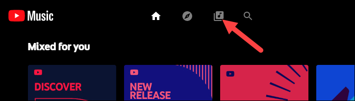 Вкладка 'Библиотека' в YouTube Music