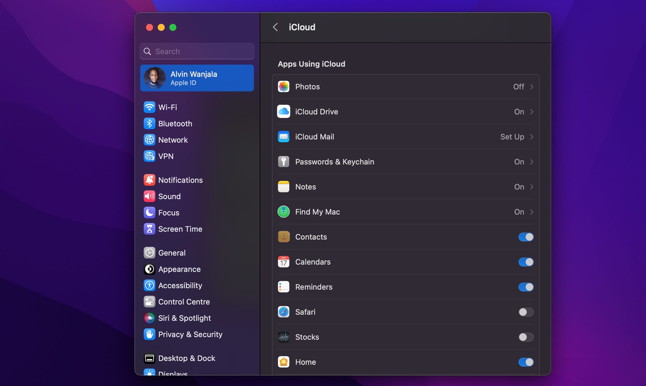 Список приложений с доступом к iCloud в macOS