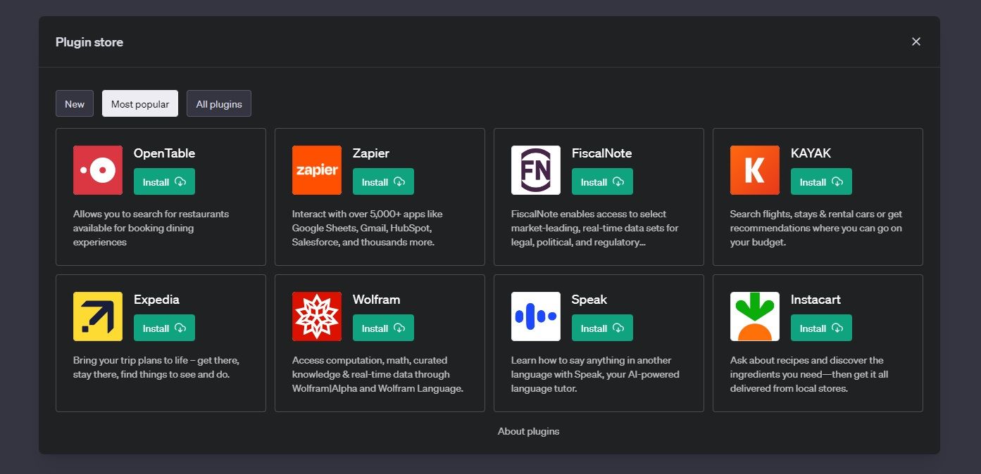 список плагинов ChatGPT