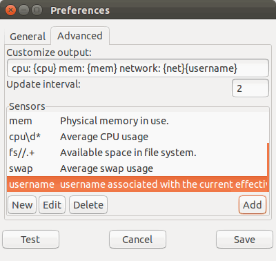 Результат выполнения пользовательской команды whoami на панели
