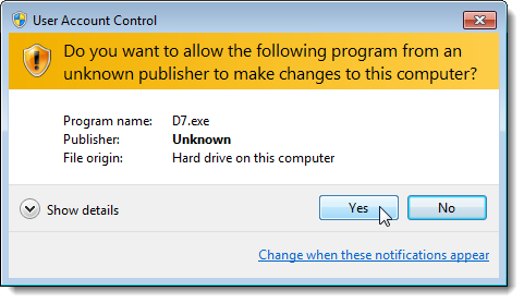 Диалог контроля учётных записей