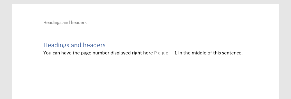 Пример: имя заголовка отображается в верхнем колонтитуле документа