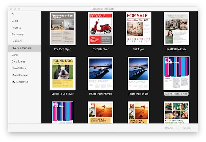 Выбор шаблона Pages