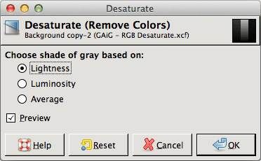 GIMP's Desaturation dialog