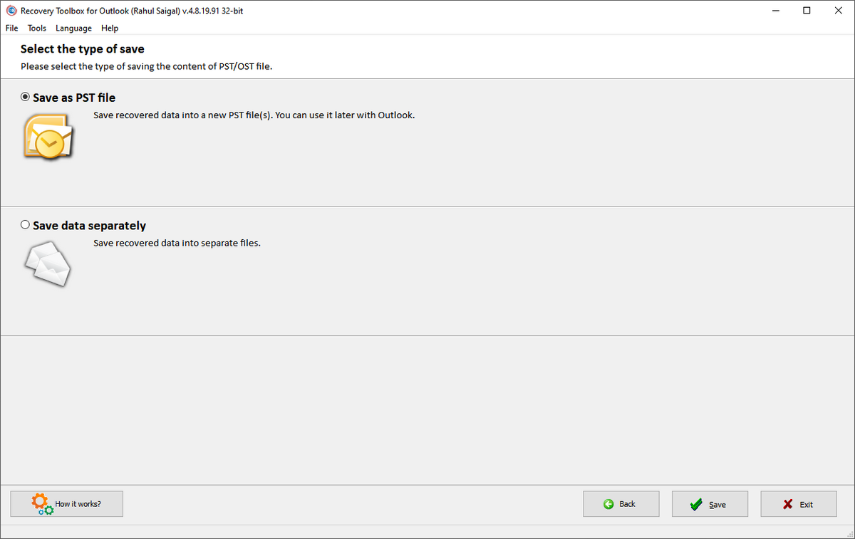 select the method of saving your data