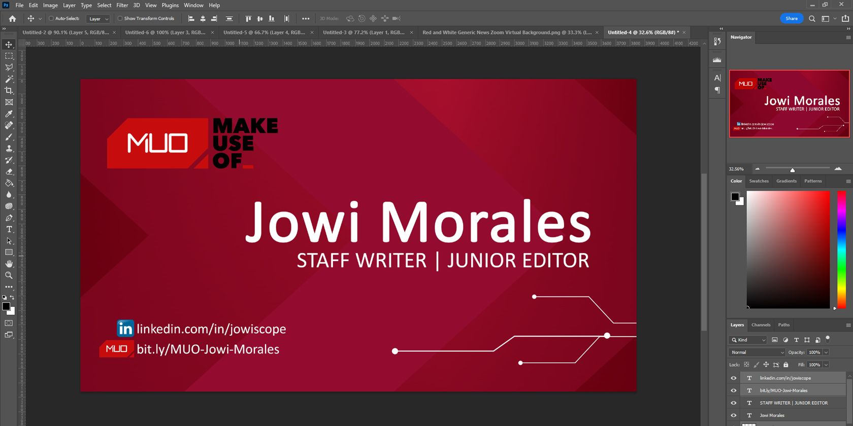 Создание цифровой визитки в Adobe Photoshop