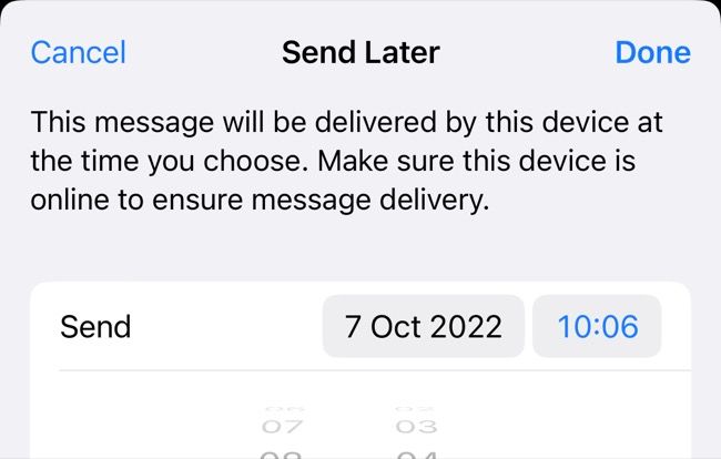 Ручное планирование письма в Mail на iPhone