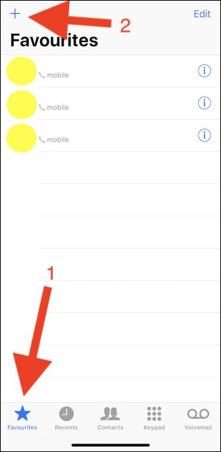 Нажмите «Избранное», затем кнопку «+» в верхнем левом углу