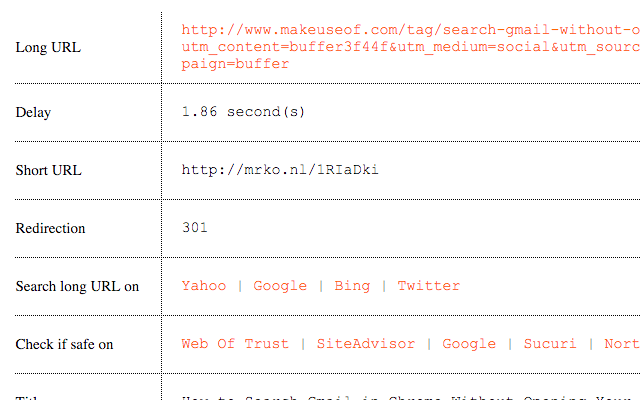 Визуализация: раскрытие реального URL перед переходом