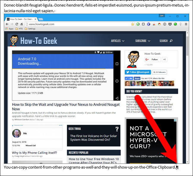 Пример: все элементы вставлены как один абзац с видимым маркером конца абзаца