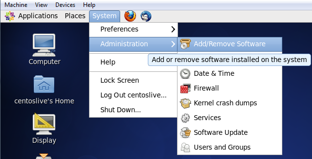 Скриншот: поиск system-config-lvm в менеджере пакетов CentOS