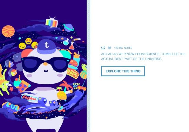 описательное изображение: приветственное сообщение Tumblr на экране