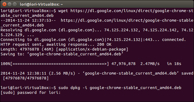 Команда для установки Google Chrome через dpkg