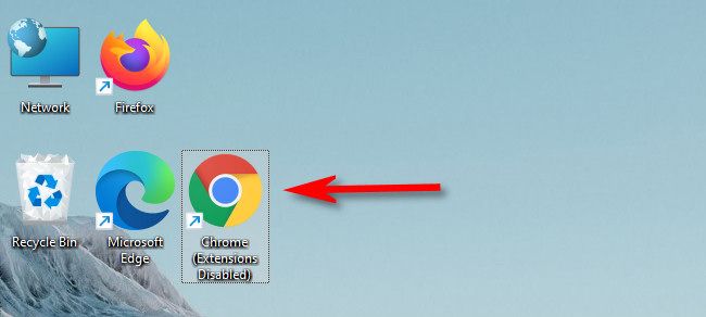 Дважды щёлкните по новому ярлыку, чтобы открыть Chrome без расширений.